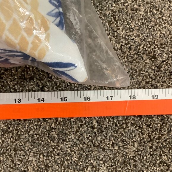 Pineapple Stripes Outdoor Throw Pillow 16" Beige Blue Polyester NEW NWT - Picture 5 of 5